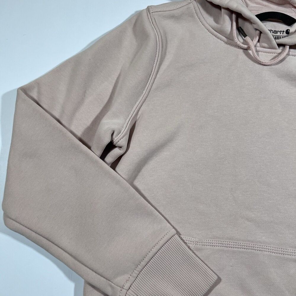 Carhartt Light Pink Relaxed Fit Sleeve Logo Pullover Hoodie Sweatshirt Women's S - Picture 5 of 14